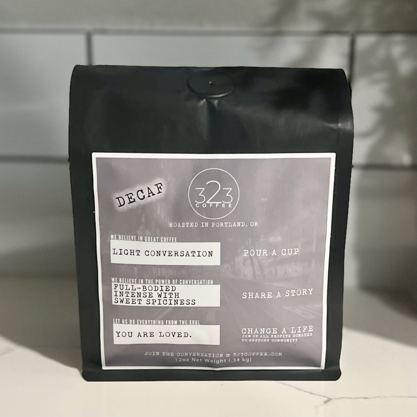 323 Coffee- Light Conversation- Decaf Dark Roast